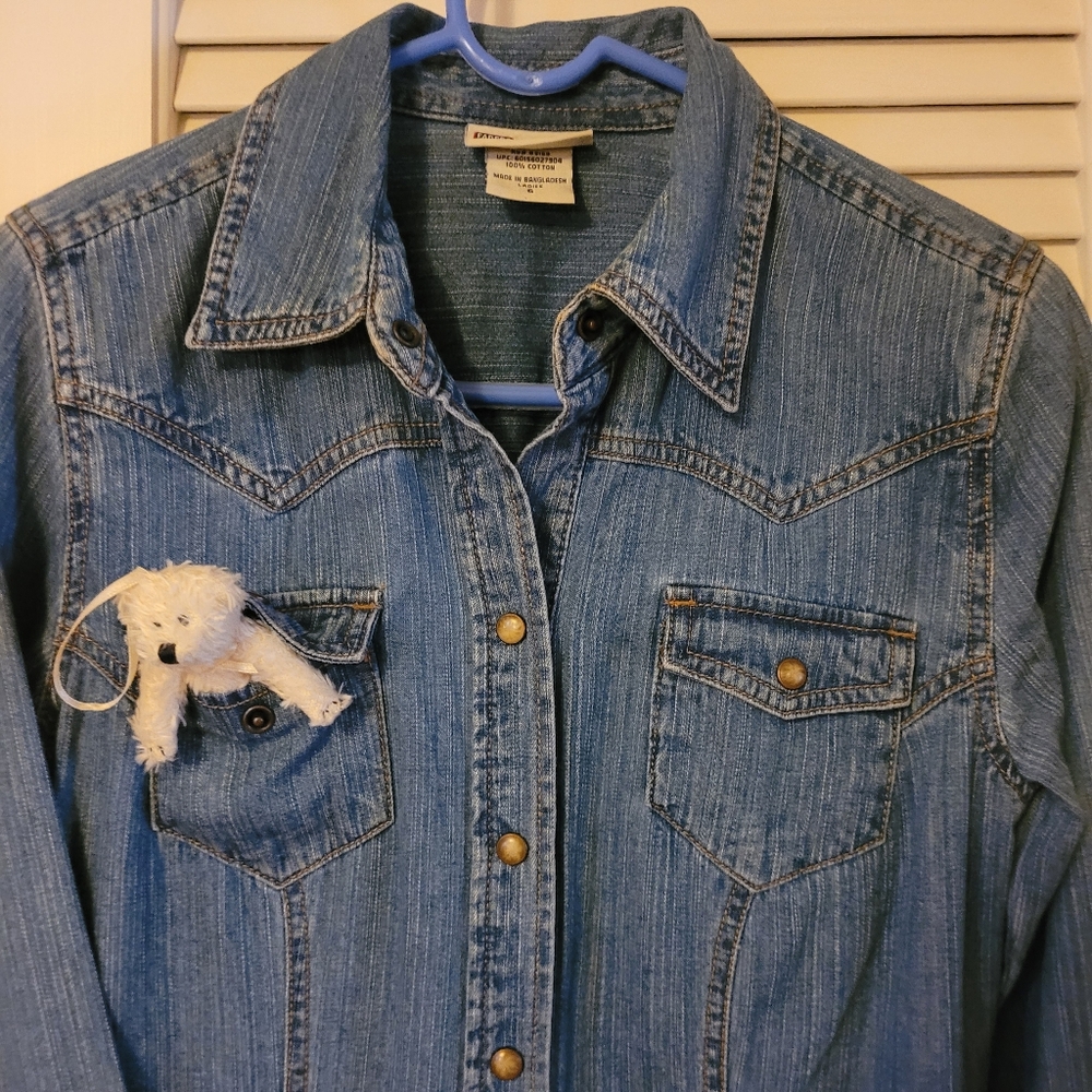 Denim Jean Jacket with Bear Accent